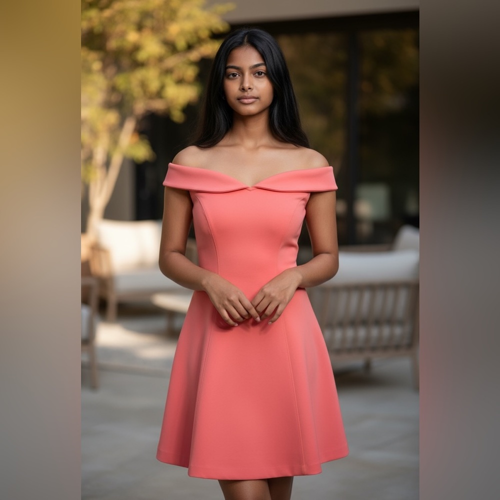 Guess Pink Off Shoulder Elegant Dress